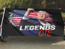 Load image into Gallery viewer, Legends Never Die Trump Black Flag