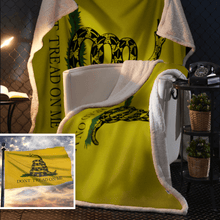 Load image into Gallery viewer, Gadsden Don't Tread On Me Sherpa Blanket - 50x60 + Free Matching 3x5 Single Reverse Flag