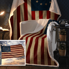 Load image into Gallery viewer, Betsy Ross Flag Sherpa Blanket - 50x60 + Free Matching 3x5' Single Reverse Flag