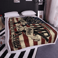 Load image into Gallery viewer, TRUMP 2020 LAW and ORDER 2nd AMENDMENT GUNS SHM Sherpa Blanket - 50x60 + FREE MATCHING 3x5 SINGLE REVERSE FLAG