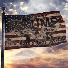 Load image into Gallery viewer, Trump 2020 Law and Order 2nd Amendment Sherpa Blanket - 50x60 + Free Matching 3x5' Single Reverse Flag
