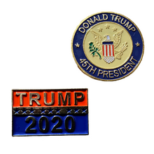 Load image into Gallery viewer, 45th President & Trump 2020 Pin - 2pc Trump Pins