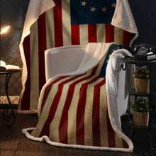 Load image into Gallery viewer, Betsy Ross Flag Sherpa Blanket - 50x60 + Free Matching 3x5' Single Reverse Flag