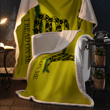 Load image into Gallery viewer, Gadsden Don't Tread On Me Sherpa Blanket - 50x60 + Free Matching 3x5 Single Reverse Flag