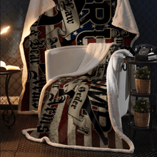Load image into Gallery viewer, TRUMP 2020 LAW and ORDER 2nd AMENDMENT GUNS SHM Sherpa Blanket - 50x60 + FREE MATCHING 3x5 SINGLE REVERSE FLAG