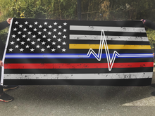 Load image into Gallery viewer, Heartbeat - First Responders Support Appreciation USA Flag