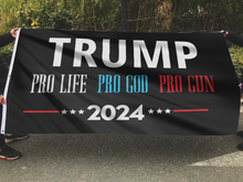 Load image into Gallery viewer, Trump Pro Life Pro God Pro Gun Flag