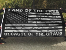 Load image into Gallery viewer, LAND OF THE FREE GRAY CAMO FLAG