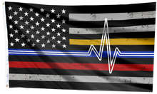 Load image into Gallery viewer, Heartbeat - First Responders Support Appreciation USA Flag