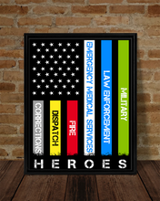 Load image into Gallery viewer, Heroes First Responder Deluxe Portrait Canvas 1.5in Frame