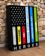 Load image into Gallery viewer, Heroes First Responder Deluxe Portrait Canvas 1.5in Frame