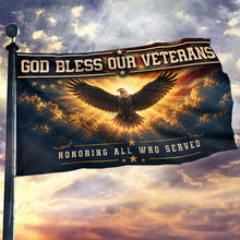 Load image into Gallery viewer, God Bless Our Veterans Flag