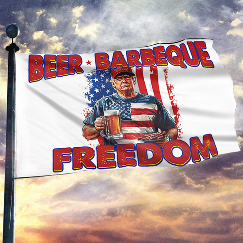 Beer Barbeque Freedom Trump White Flag