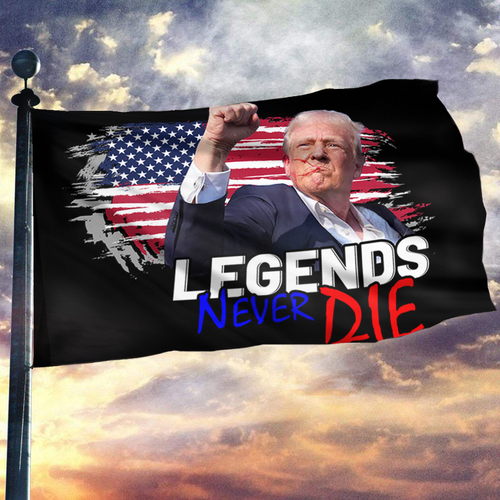 Legends Never Die Trump Black Flag