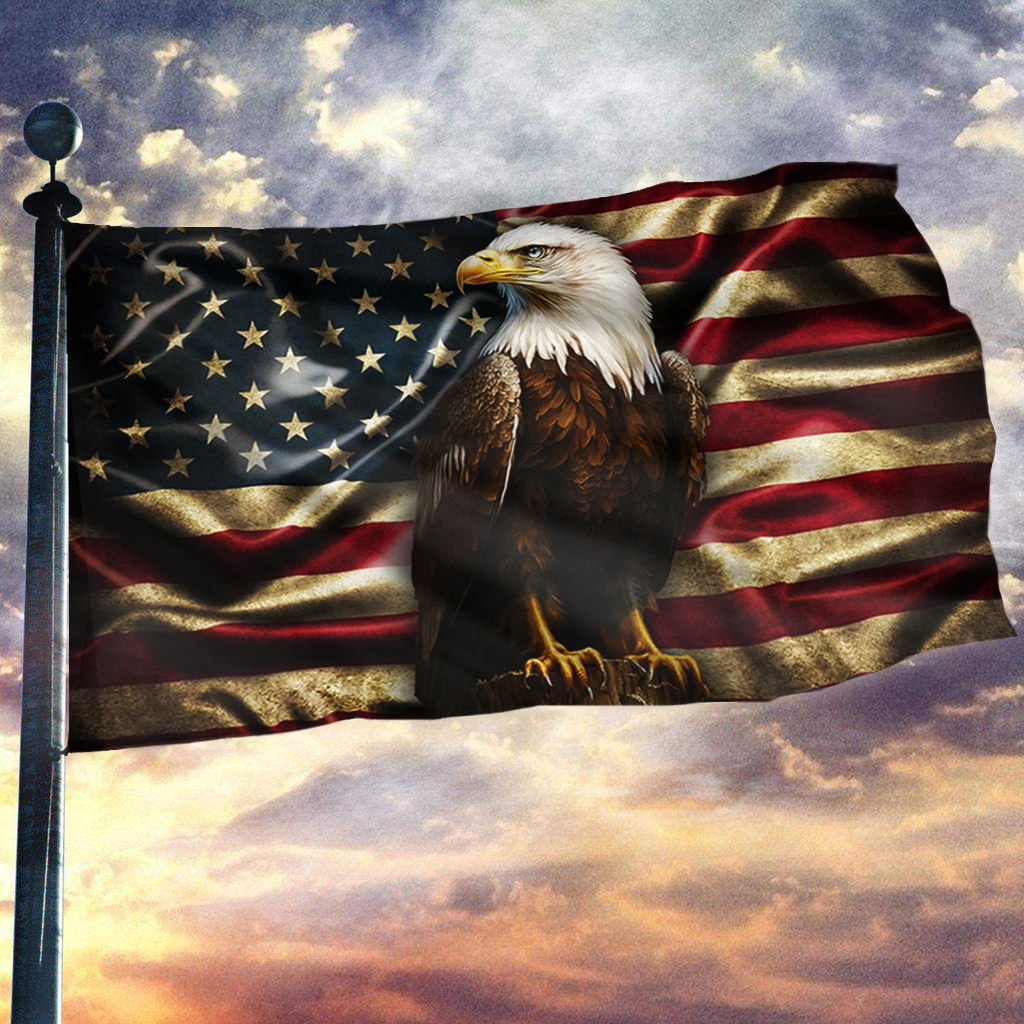 American Eagle Never Forget Patriotic Veteran Flag