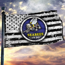 Load image into Gallery viewer, USA Seabees Black and White Flag