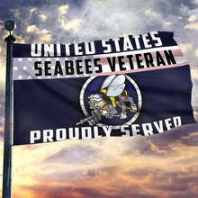 Load image into Gallery viewer, US Seabees Veteran Proudly Served Flag