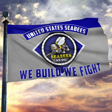 Load image into Gallery viewer, USA Seabees We Build We Fight Blue Flag