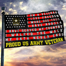 Load image into Gallery viewer, Proud US Army Veteran Lives Here Black Flag
