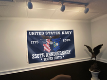 Load image into Gallery viewer, U.S. Navy 250 Years Anniversary 1775–2025 Flag