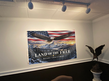 Load image into Gallery viewer, Land of the Free Merry Christmas Flag
