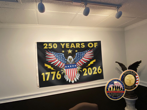 Patriotic 250th Anniversary U.S. Flag (1776–2026) + Veteran Coin - Bundle