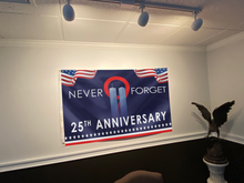 Load image into Gallery viewer, Never Forget Two Tower 25th Anniversary Flag