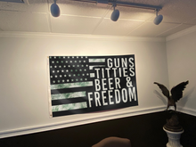 Load image into Gallery viewer, Guns Titties Beer &amp; Freedom USA Flag