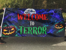 Load image into Gallery viewer, Welcome To Terror Halloween Flag