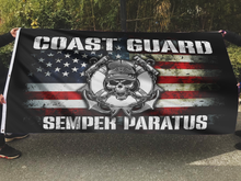 Load image into Gallery viewer, Coast Guard Semper Paratus Skull American Flag