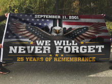 Load image into Gallery viewer, We Will Never Forget 25 Years Of Remembrance Flag