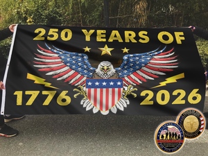 Patriotic 250th Anniversary U.S. Flag (1776–2026) + Veteran Coin - Bundle