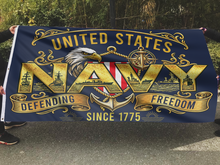 Load image into Gallery viewer, United States Navy Defending Freedom Flag
