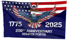 Load image into Gallery viewer, Patriotic U.S. Navy 250 Years Flag – Semper Fortis Eagle Edition