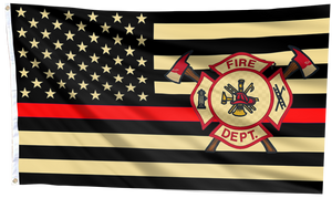 American Fire Fighter with Thin Red Line Flag