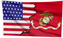 Load image into Gallery viewer, American with Marine Corps Emblem Flag