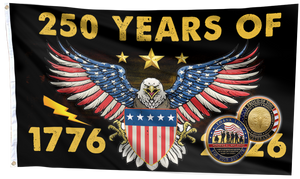 Patriotic 250th Anniversary U.S. Flag (1776–2026) + Veteran Coin - Bundle