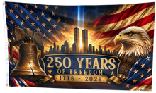 Load image into Gallery viewer, Bell and Eagle 250 Years of Freedom Flag