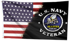 Load image into Gallery viewer, U.S. Navy Seabees Can Do Veteran Flag