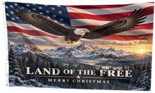 Load image into Gallery viewer, Land of the Free Merry Christmas Flag