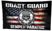 Load image into Gallery viewer, Coast Guard Semper Paratus Skull American Flag