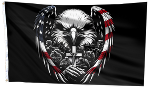 Eagle Through American Flag