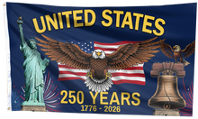 Load image into Gallery viewer, U.S. Bell Statue Eagle Flag