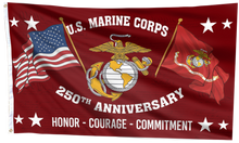 Load image into Gallery viewer, United States Marine Corps 250th Anniversary Flag