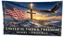 Load image into Gallery viewer, United in Faith &amp; Freedom - Merry Christmas Flag