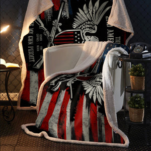 It's My Gun Permit - 2nd Amendment Plush Fleece Blanket - 50x60 + FREE MATCHING 3x5 SINGLE REVERSE FLAG