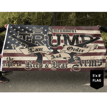Load image into Gallery viewer, TRUMP 2020 Law and Order - 2A Guns FLAG