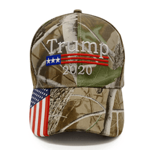 Load image into Gallery viewer, Trump 2020 Camo Hat w/ Trump 45th President Pin and Keep America great Flag