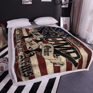 TRUMP 2020 LAW and ORDER 2nd AMENDMENT GUNS SHM Sherpa Blanket - 50x60 + FREE MATCHING 3x5 SINGLE REVERSE FLAG