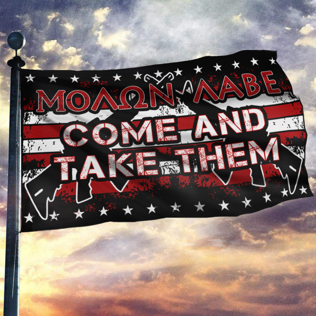 Molon Labe - Come And Take Them Rifle Flag w/ Free Punisher Pin (RTL)